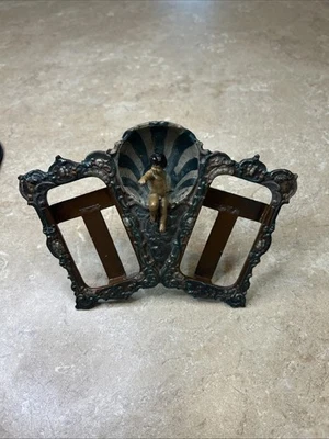 Marco de fotos doble estilo victoriano querubín bronce vintage marco genial Foto 1 de 4