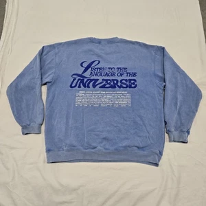 S/M Mayfair Group Unisex Blue Sweatshirt Listen To Language Of Universe Graphic - Picture 1 of 14