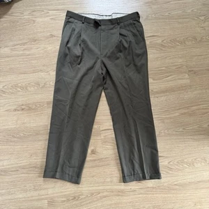 VINTAGE Givenchy Monsieur Pants Mens 38R Green Wool Pleated Dress Business - Picture 1 of 4