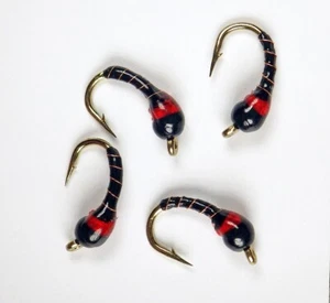 Zebra Midge Tungsten Nymphs Black Copper Ruby - Premium Forelle Fliegenfischen Fliegen - Bild 1 von 24