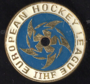 VINTAGE EUROPEAN HOCKEY LEAGUE PIN. INTERNATIONAL ICE HOCKEY FEDERATION (IIHF)