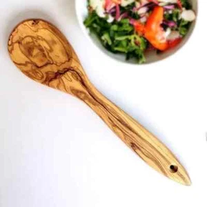 Unique Wooden Spoon UK: Handcrafted 25cm Rustic Olive Wood Kitchen Utensil/ Tool - Picture 1 of 2