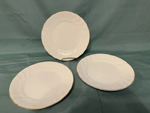 3 Mikasa Wedding Band Gold Dessert Plate, 8" white gold rim, vintage - Picture 1 of 3