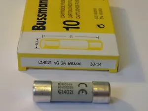 C14G2I gG 2A 690V BUSSMANN FUSE 2AMPS SIZE - 14.3mm x 51mm QTY 1 FUSE - Picture 1 of 2