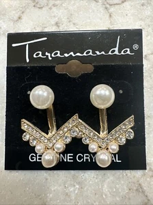 ¡Nuevo! Pendientes perforados Taramanda tono dorado imitación perlas y flechas cristal genuino - Imagen 1 de 2