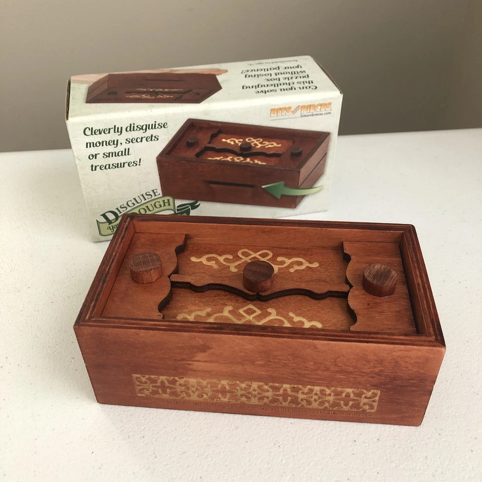 Caja de regalo rompecabezas secreto de brocas y piezas - rompecabezas de madera disfraza tu masa Foto 1 de 4
