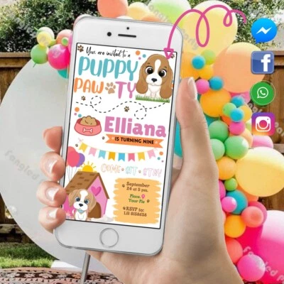 Invitaciones Personalizadas DIGITALES Cachorro Fiesta Cumpleaños Invitaciones Foto 1 de 2