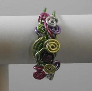 Pulsera de alambre doblado multicolor vintage se dobla fácilmente G10 - Imagen 1 de 10