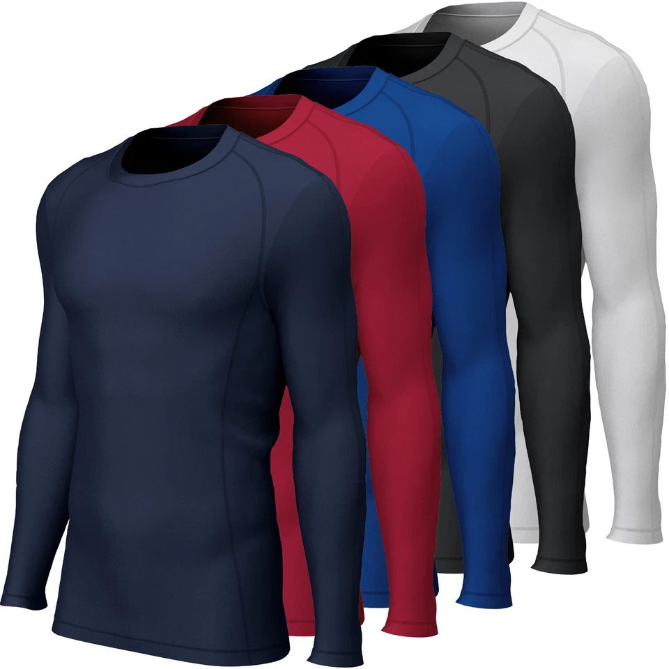i-sports Base Layer Tops Compression Thermal Underwear Plain Skins Active Shirts - Image 1 of 4