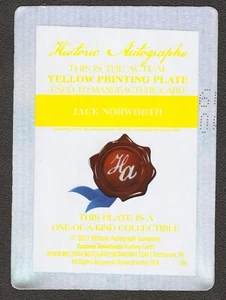 2021 Historic Autographs Famous Americans Jack Norworth Printing Plate 1/1 - Picture 1 of 2