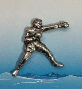 Boxer / Boxing Silver Pewter Pin Badge (P) - Picture 1 of 2