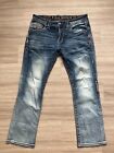 Rock Revival Destin 34x30 authentische Distressed entspannte gerade Passform Jeans Stiefel