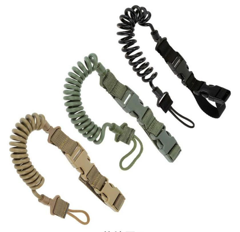 Tactical Pistol Lanyard Sling Elastic Handgun Secure Spring Retention Rope Sling - Image 1 of 4