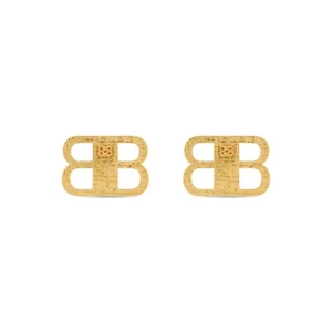 BB Letter Stud Designer Earrings Medium Size 14k Gold Plate Cubic Zirconia 1.2x1 - Picture 1 of 9