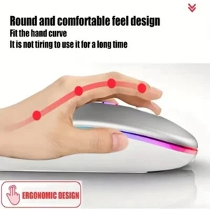 Wireless Mouse Bluetooth and 2.4GHz Dual Modes Rechargeable RGB Ergonomic Silent - Picture 1 of 5