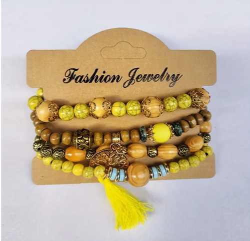 VALENTINO Bracciale Boho giallo SET di 4 gioielli moda VELOCE spedizione gratuita