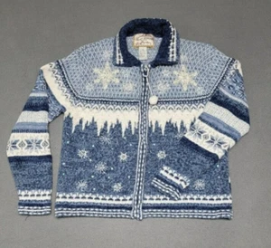HEIRLOOM COLLECTIBLES Women's Cardigan Sweater Petite Medium Full Zip Snowflake - Imagen 1 de 8