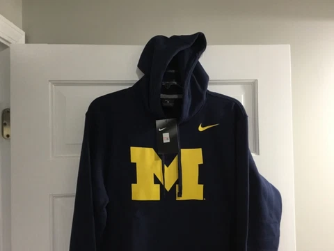 NWT-Nike Men’s Michigan Wolverines “M” Hoodie Hooded Sweatshirt--M or L LEFT! Cover