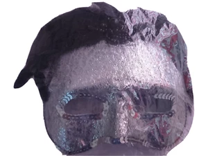 MASCHERA VISO ARGENTO SILVER GLITTER NERO DECORAZIONI PIUME + GIOIELLI VENETIAN - Foto 1 di 1