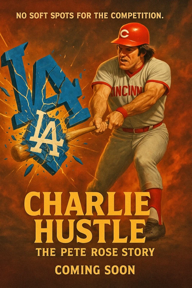 Pete rose Cincinnati Reds 4x6 glossy photo MLB legend smashing dodger logo - Image 1 of 1