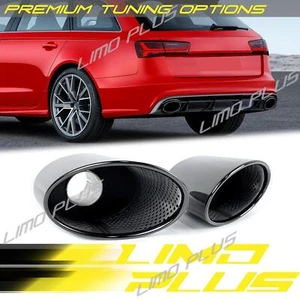 2.35" inlet Black Exhaust Tips RS LOOK For AUDI A3 A4 A5 A6 A7 - Picture 1 of 13