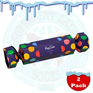 Happy Socks Women's Big Dot Christmas Cracker Gift Box - 2 Pack (UK 4-7) - Picture 1 of 5