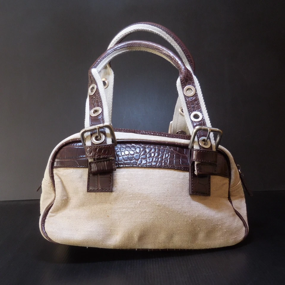 N9368 Handbag United Colors Of Benetton Brown Beige Leather Fashion Women - Image 1 of 4