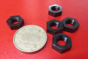 Hex Nut, Black Nylon Plastic, 5/16"-18 Threads, 100 Pc - Picture 1 of 11