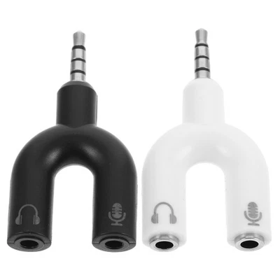  2 Pcs Sdoppiatore Cuffie Microfono Per Adattatore Audio Convertitore - Immagine 1 di 4
