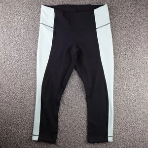 Lululemon Pants Womens 6 Black Blue Colorblock Yoga Leggings Activewear Gym - Picture 1 of 18