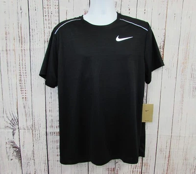 Nike Dri-Fit  Miler Men's Running Shirt AJ7565-010 Black Size Large  NWT - Image 1 of 4