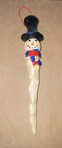 Vintage Snowman Ornament Icicle Pencil Long Porcelain Old World Folk Style 8” - Picture 1 of 7