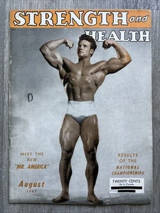 STRENGTH & HEALTH Magazine STEVE REEVES + US NAT WEIGHTLIFTING AUG 1947 V 15 N 8 - Picture 1 of 24