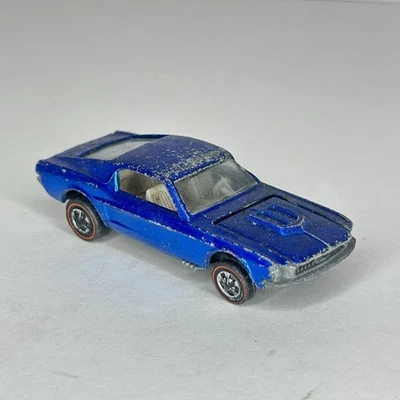 Hot Wheels Redline Custom Mustang Blue White Interior USA 1968 - Image 1 of 4