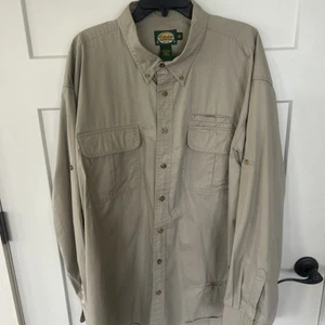 CABELAS Legendary Quality Mens Khaki 2XLT Shirt Flap Zip Pockets Guidewear-Mint - Picture 1 of 12