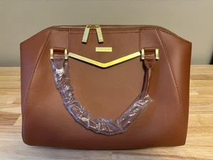 NUEVO JOY & IMAN Cartera y Bolso de Mano de Cuero Coñac de Alta Costura - Imagen 1 de 4