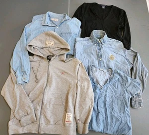 Lot (5) Womens Small Button-Up Denim Shirt Zip-up Hoodie Ralph Lauren Polo Guess - Picture 1 of 7