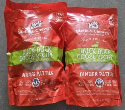 Stella & Chewy's Duck Duck Goose Dinner Patties Freeze-Dried Raw Dog Food, 28 oz