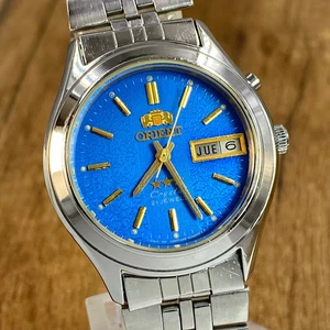 Orient Crystal 3 Stars Blue vintage automatic 21 jewels Japan mens watch - Picture 1 of 23