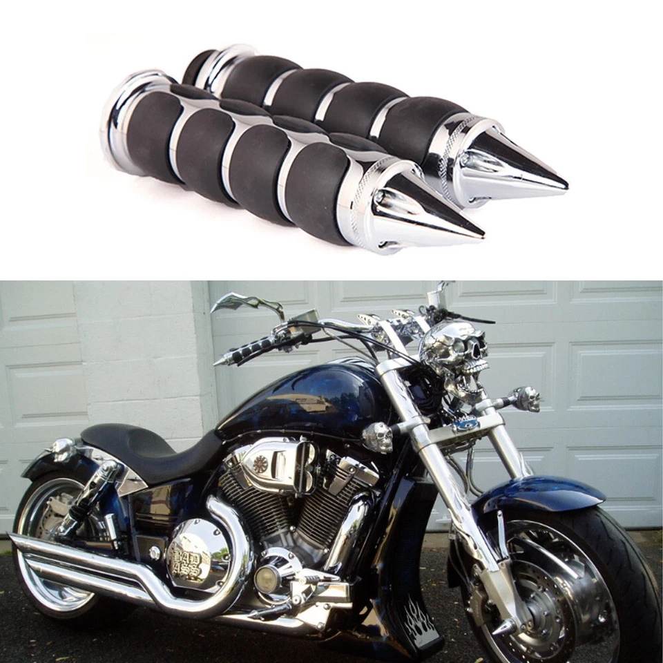 Chrome Motorcycle Hand Grips 1" Handlebar For Honda VTX1800R VTX1800 VTX1300R HG - Image 1 of 4