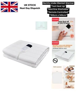 Coperta Riscaldata Elettrica 3 Impostazioni Calore Misura Singola Sotto Coperta Letto Matrimoniale UK - Foto 1 di 12