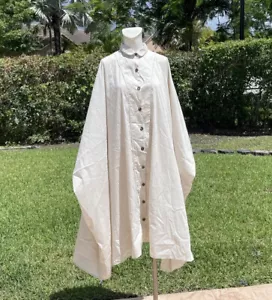 THE ROW CREAM COLOR LIGHT COTTON BUTTON FRONT CASUAL KAFTAN OVERSIZE DRESS Sz M - Picture 1 of 12