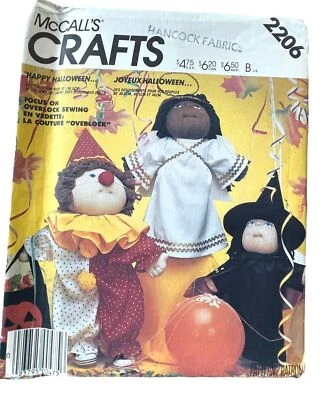 McCalls Sewing Pattern 2206 Sculptured Doll Clothes for Clown Angel Witch - Image 1 of 2