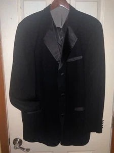 HUGO BOSS Mens Charlie Chaplin Black Virgin Wool Tuxedo 44L EXPANDABLE WAIST - Imagen 1 de 8