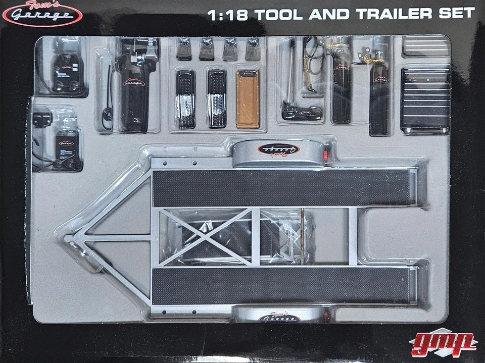 GMP 1:18 TRAILER AND SHOP SET TOM'S GARAGE SOME RUST NEVER OPENED - Image 1 of 1