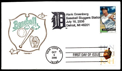 2006 Stamp Variety FDC Baseball Sluggers Hank Greenberg Artopages Cachet - Image 1 of 2