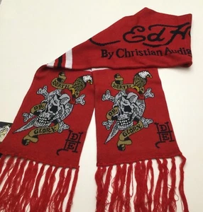 Ed Hardy by Christian Audigier Death Or Glory Red Scarf - Picture 1 of 5