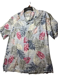 Camisa TOMMY BAHAMA Para Hombre Talla L Tropical Hojas de Palma 100% Seda Hawaiana Lavable - Imagen 1 de 11