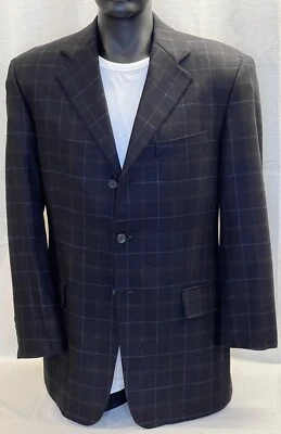 Arnold Brant Men’s Blue Plaid 40R 3 Button 100% Cashmere SportCoat Jacket - Image 1 of 4