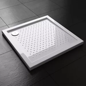 Durovin Bathroom Shower Tray Acrylic Resin Anti-Slip Slimline 40mm Square 750mm - Picture 1 of 6